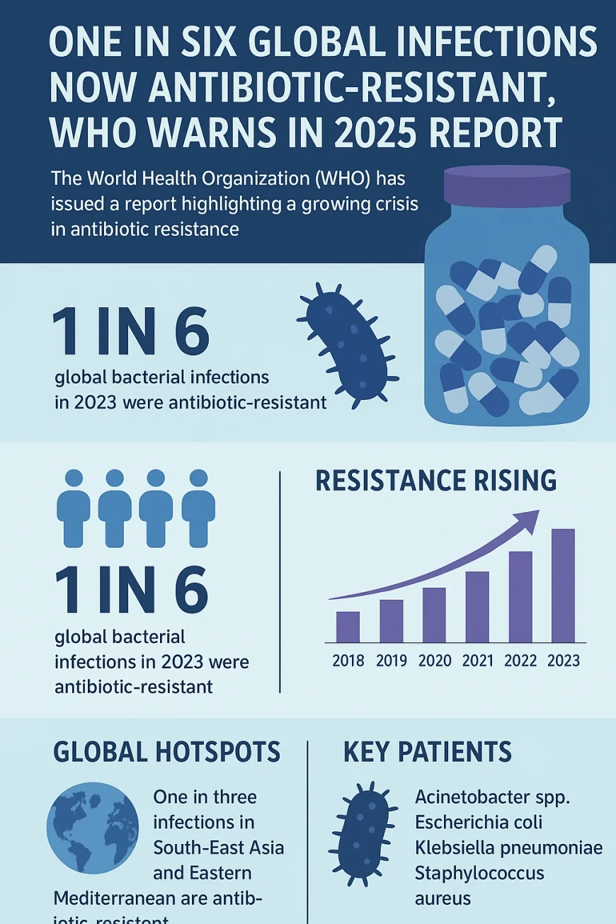 One in Six Global Infections Now Antibiotic-Resistant, WHO Warns in 2025 Report
