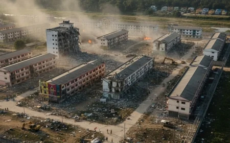 Myanmar military demolishes scam compound facilities near Thailand border