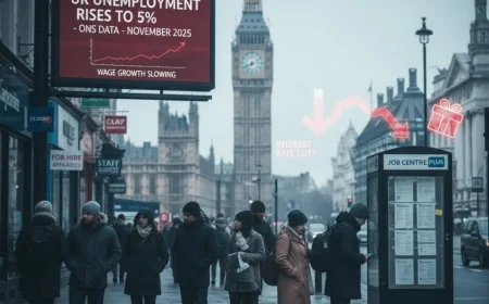 UK unemployment rises to 5% amid slowing wage growth