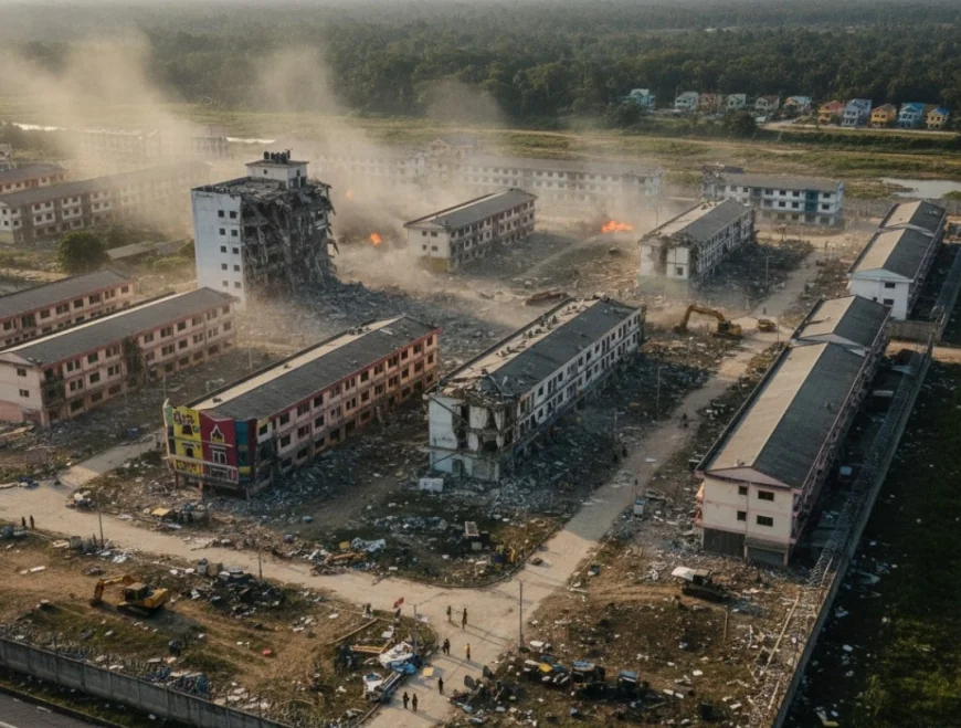 Myanmar military demolishes scam compound facilities near Thailand border